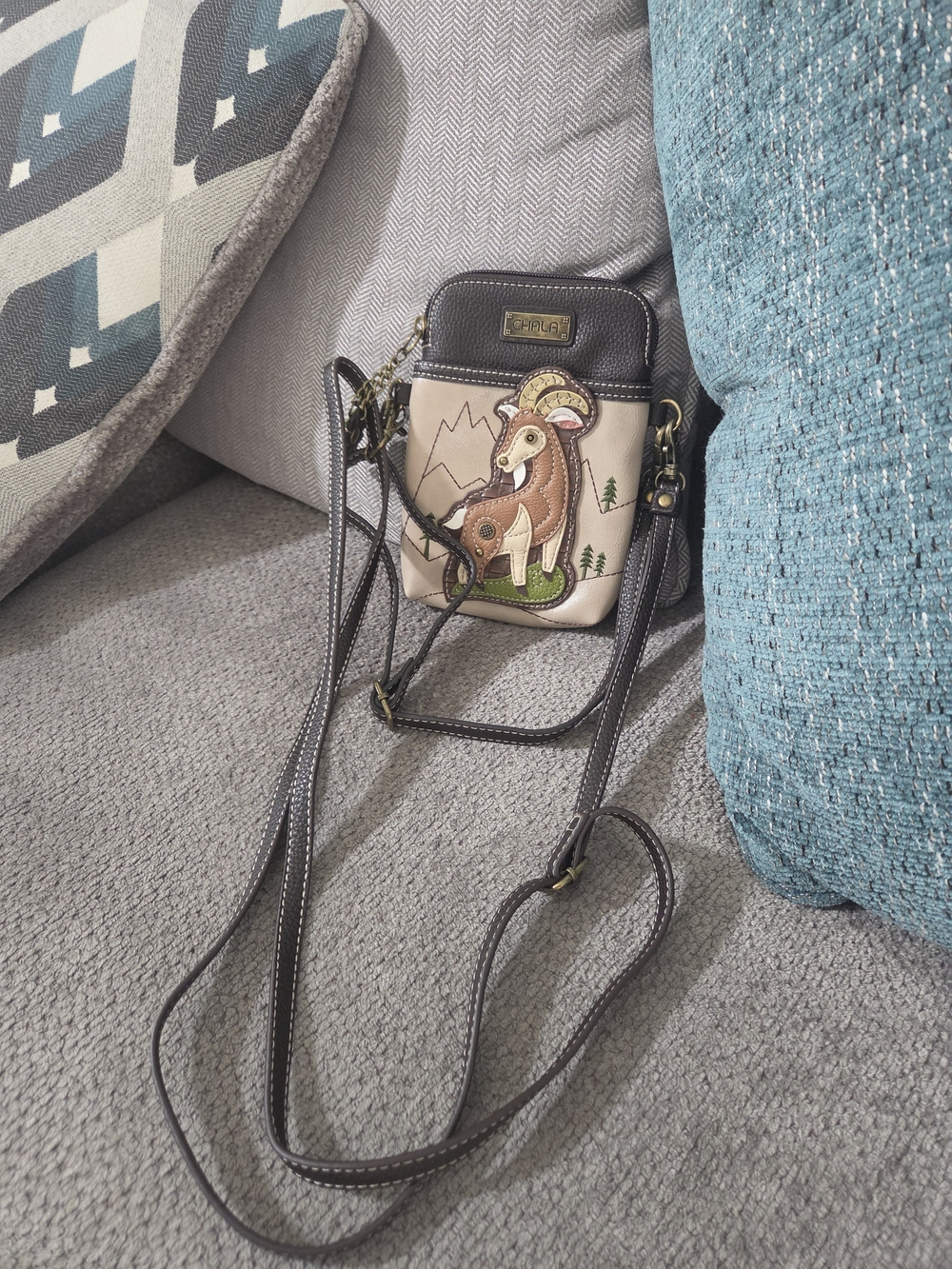 Chala Beige and Brown Mountain Goat Crossbody Bag